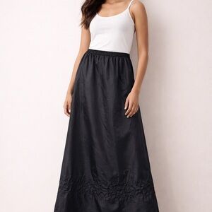 René Derhy Collection Black Satin Maxi Skirt Size 10